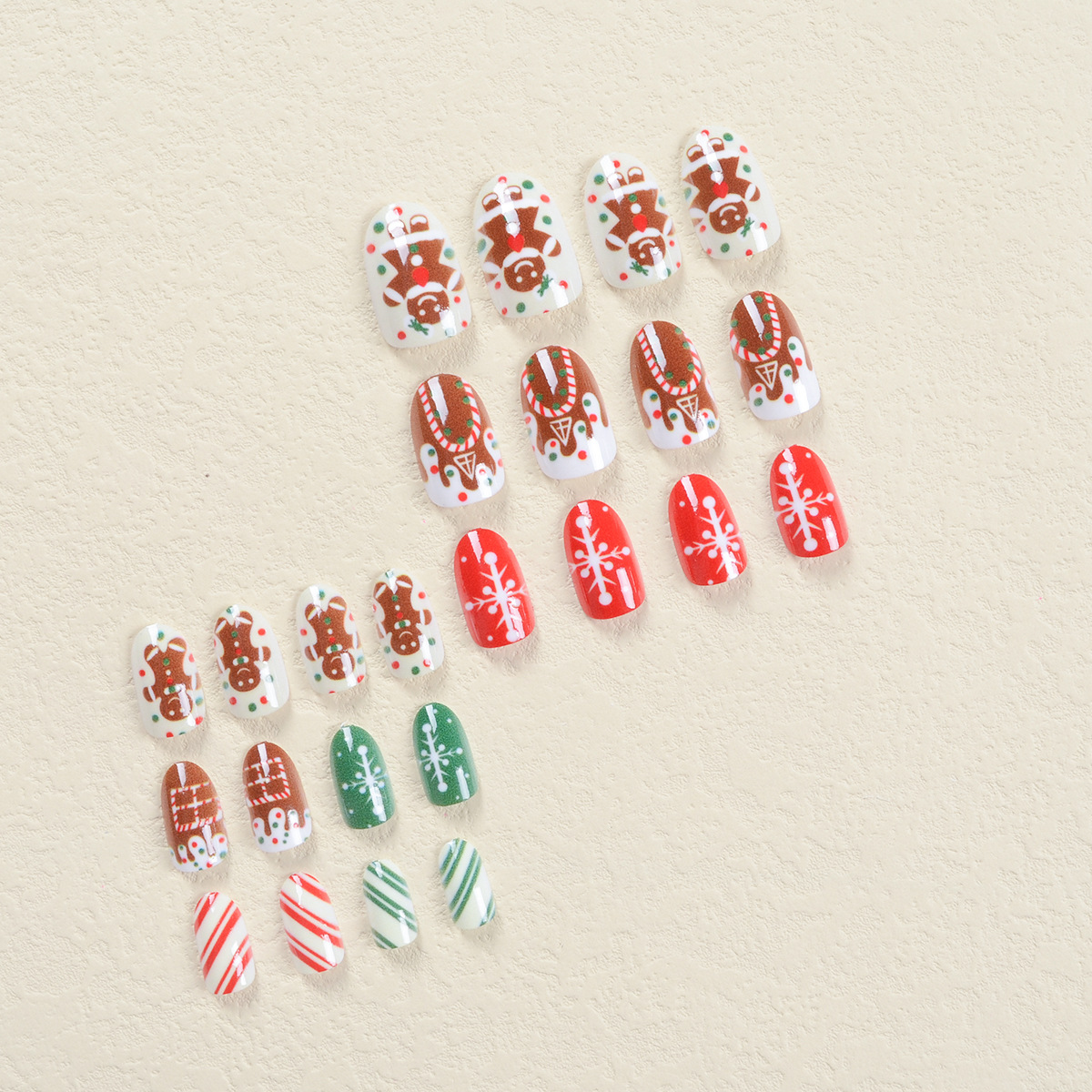 Christmas collection: Wearing nail art, Christmas fruit gingerbread man, Chocolate House, fake nail pads