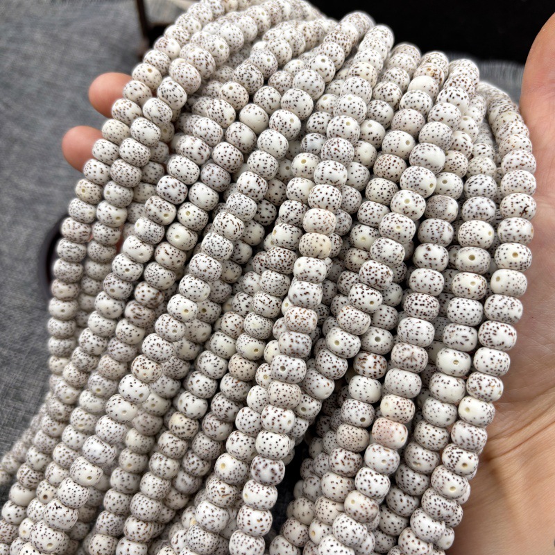 Wholesale of 114 High-Density Bodhi Seed Beads for Handmade Bracelets, Polished White Bodhi Beads for Buddhist Prayer and Crafts