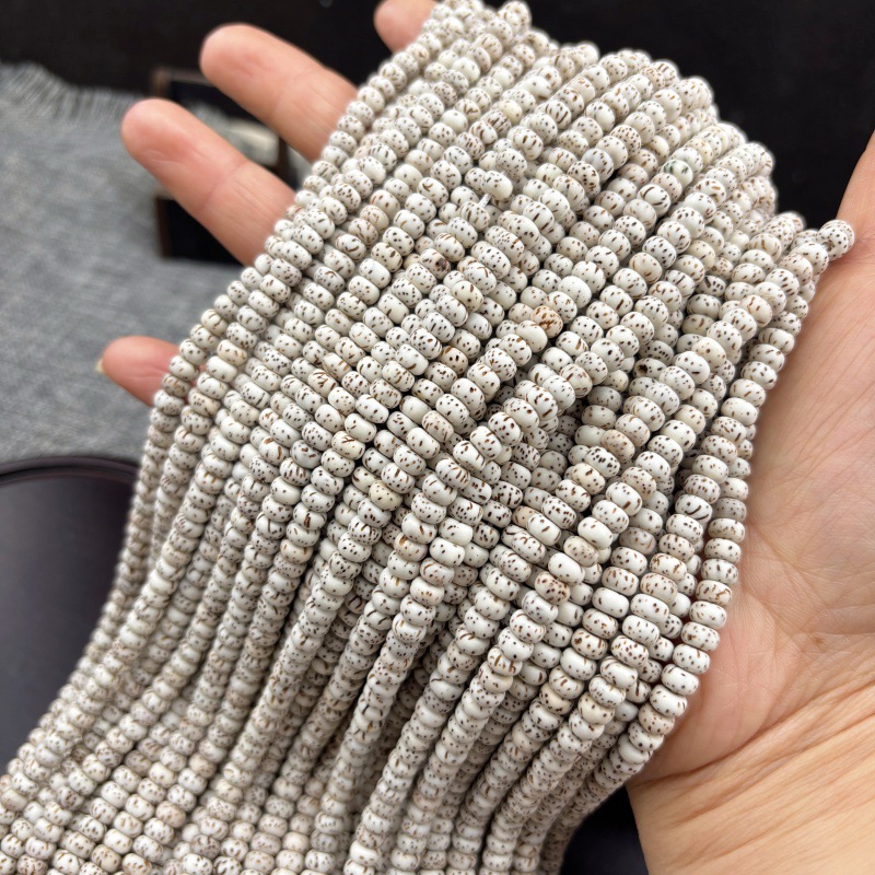 Wholesale of 114 High-Density Bodhi Seed Beads for Handmade Bracelets, Polished White Bodhi Beads for Buddhist Prayer and Crafts