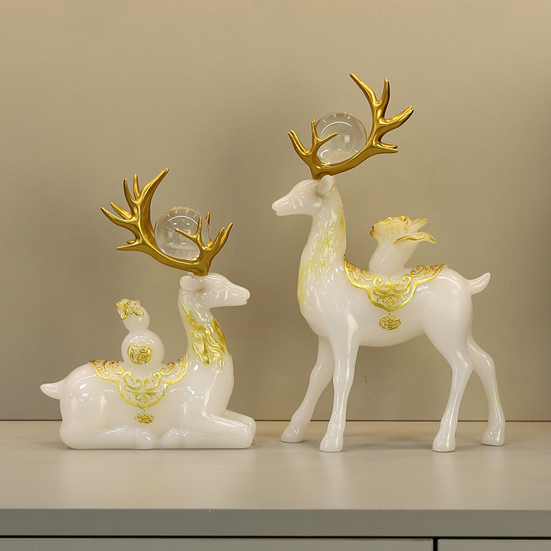 Auspicious Deer Statue: Attract Wealth & Double Blessings